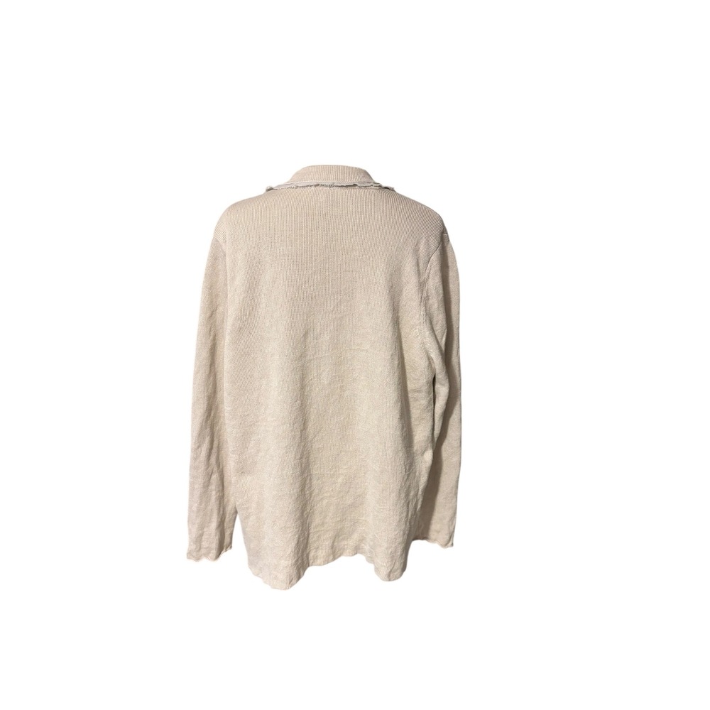 Eileen Fisher Tan Cotton‎ Linen Buttoned Cardigan. SZ 1X. Pockets. Old Money. - Picture 3 of 10